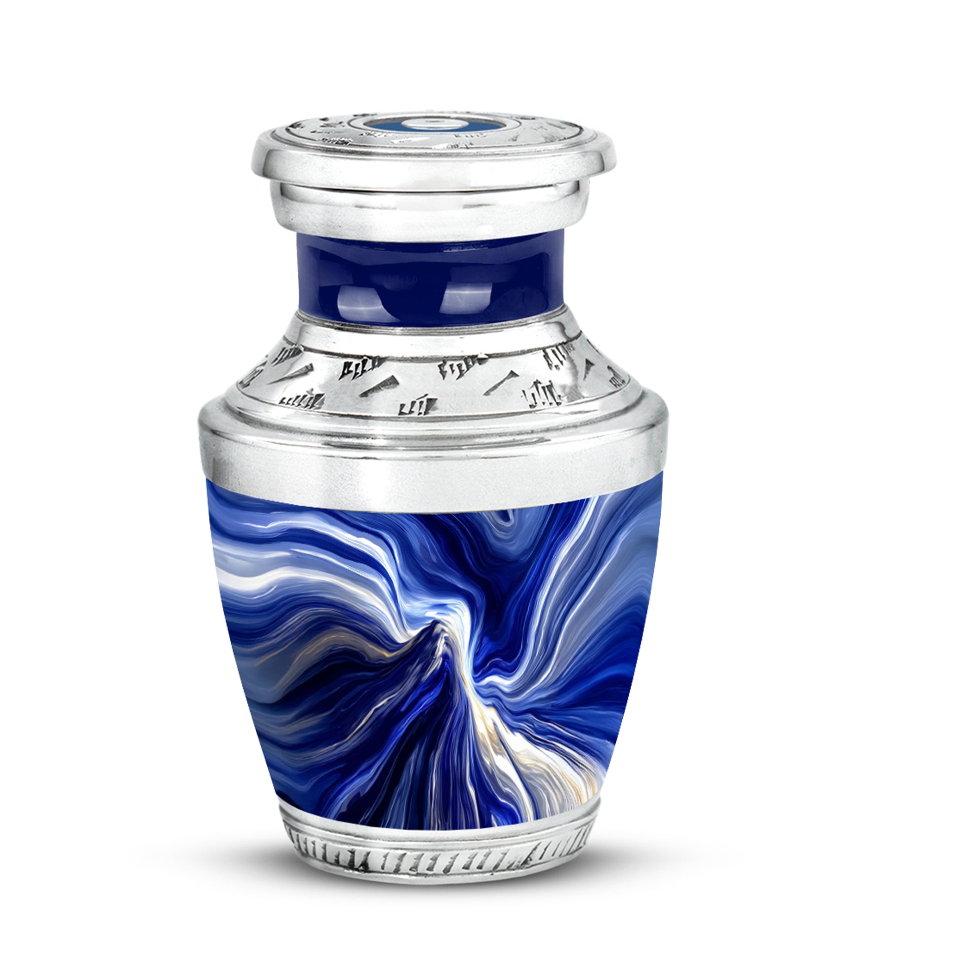 Personalized Elegant Blue Cremation Urns - Blue 10-inch, 200 cu in - Karyliz