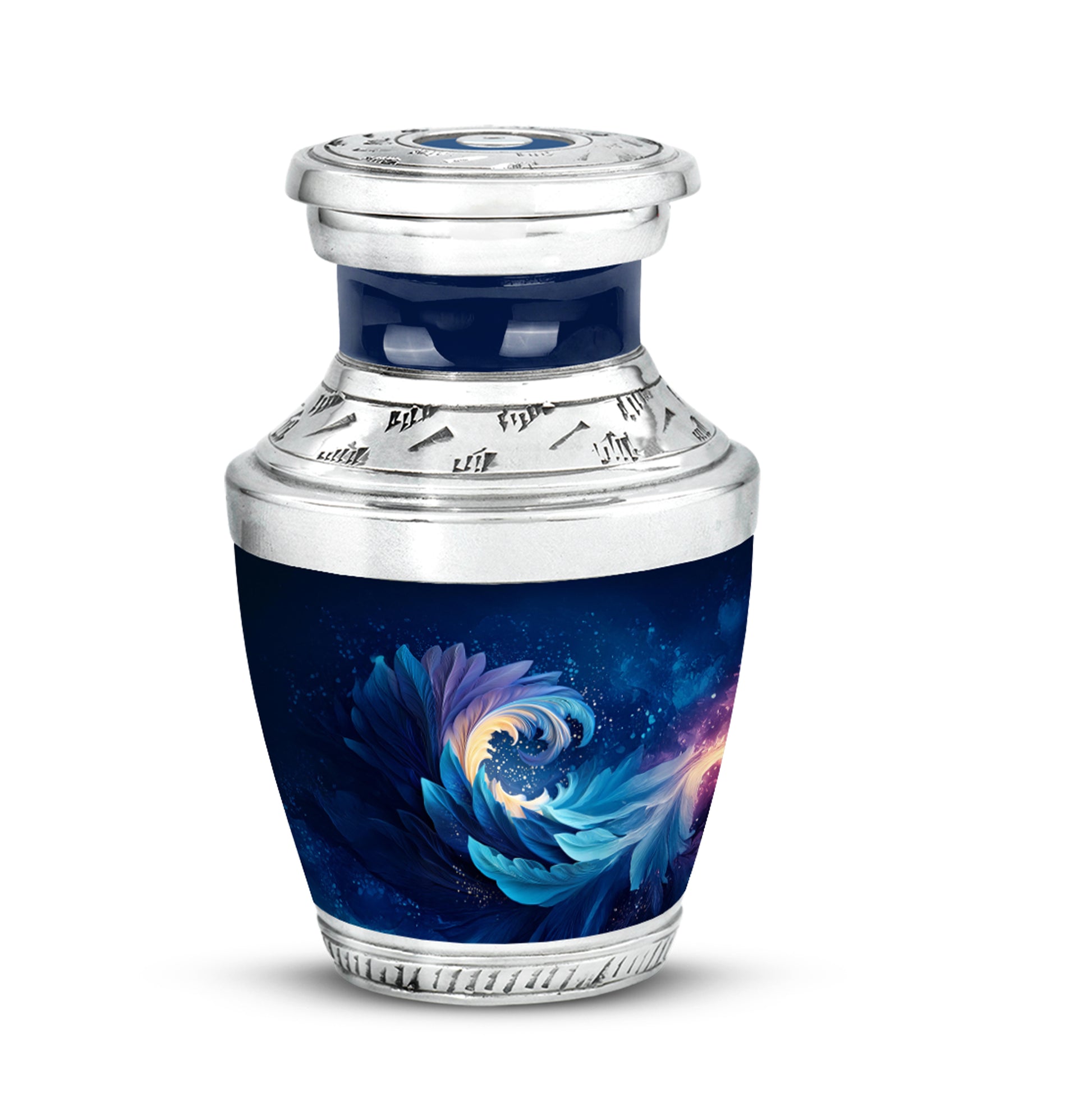 Personalized Blue Cremation Urns - Wondrous Blue 10-inch, 200 cu in - Karyliz