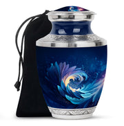 Navy Blue Blue Cremation Urn side profile showing urn shape - contemporary blue design with modern artistic flair - full-size 10 inch 200 cubic inch adult cremation urn