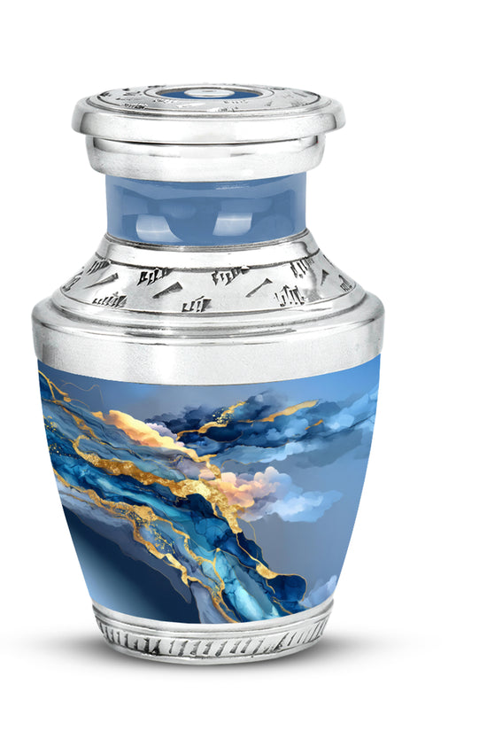 Graceful Blue Blue Sanctuary Urn for Human Ashes - 10-inch, 200 cu in - Karyliz