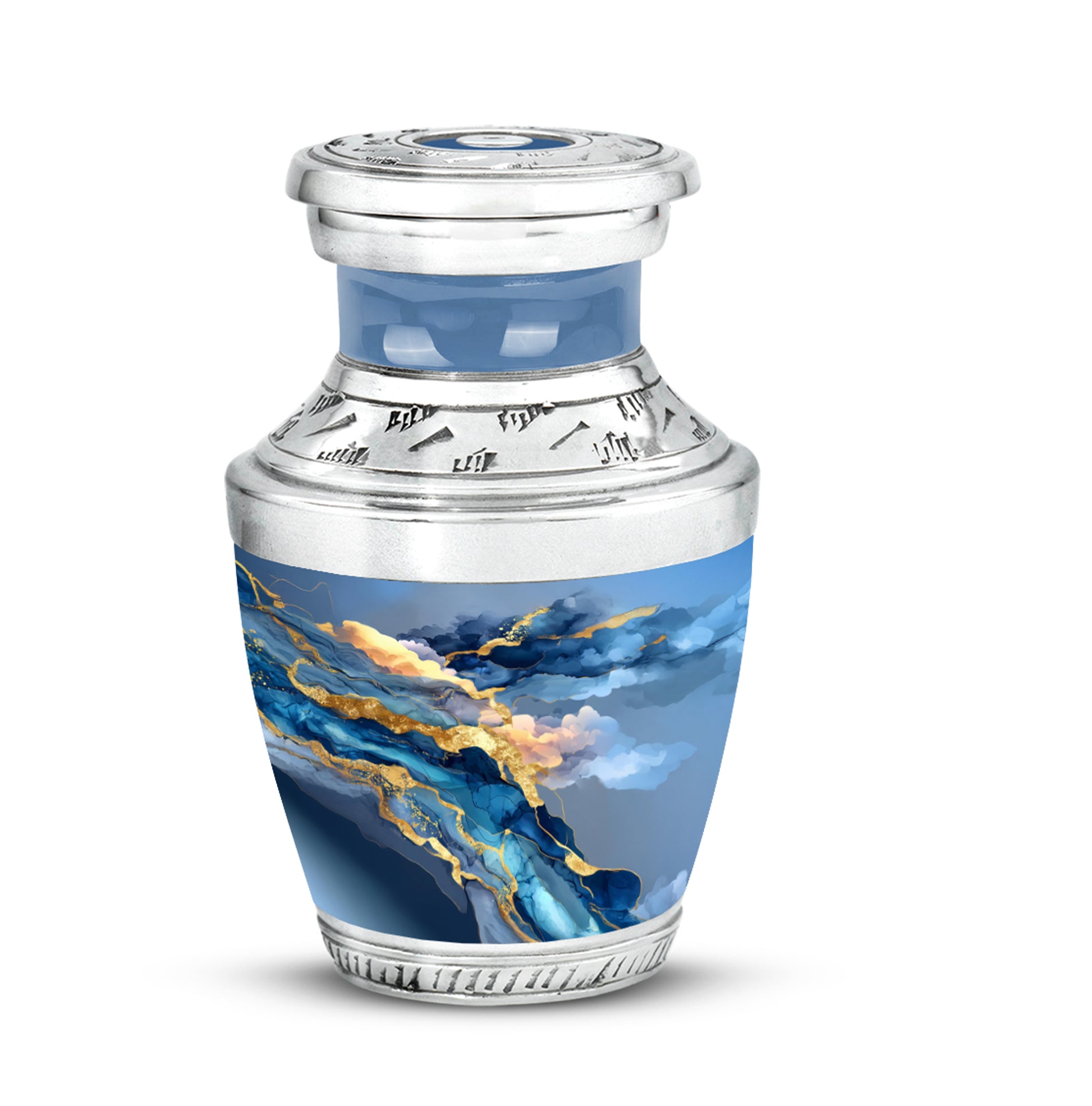 Graceful Blue Blue Sanctuary Urn for Human Ashes - 10-inch, 200 cu in - Karyliz