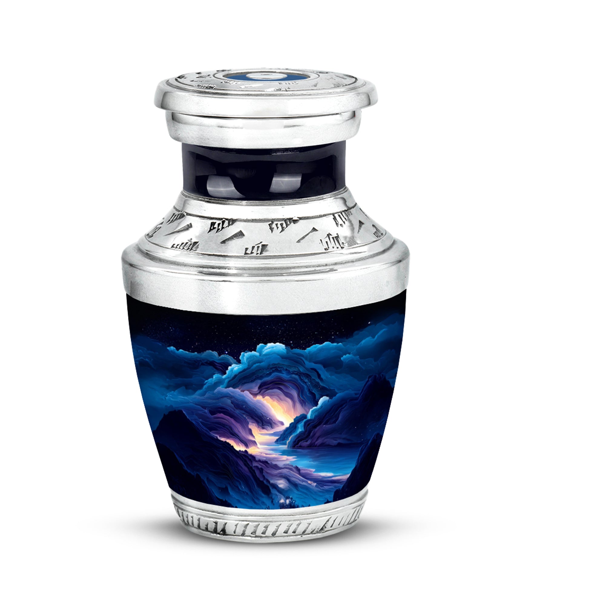 Graceful Blue Blue Resting Place Urn for Human Ashes - 10-inch, 200 cu in - Karyliz