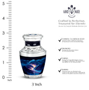Misty Blue Blue Cremation Urn top-down view of secure threaded lid - contemporary blue design with modern artistic flair - mini keepsake memorial for portion of cremation ashes