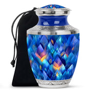 Navy Blue Blue Cremation Urn side profile showing urn shape - contemporary blue design with modern artistic flair - full-size 10 inch 200 cubic inch adult cremation urn