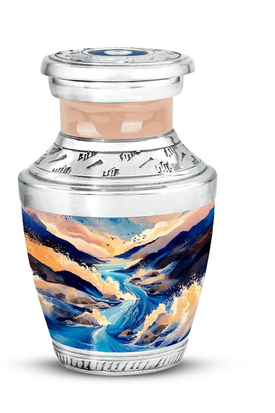 Inspiring Blue Blue Passage Urn for Human Ashes - 10-inch, 200 cu in - Karyliz