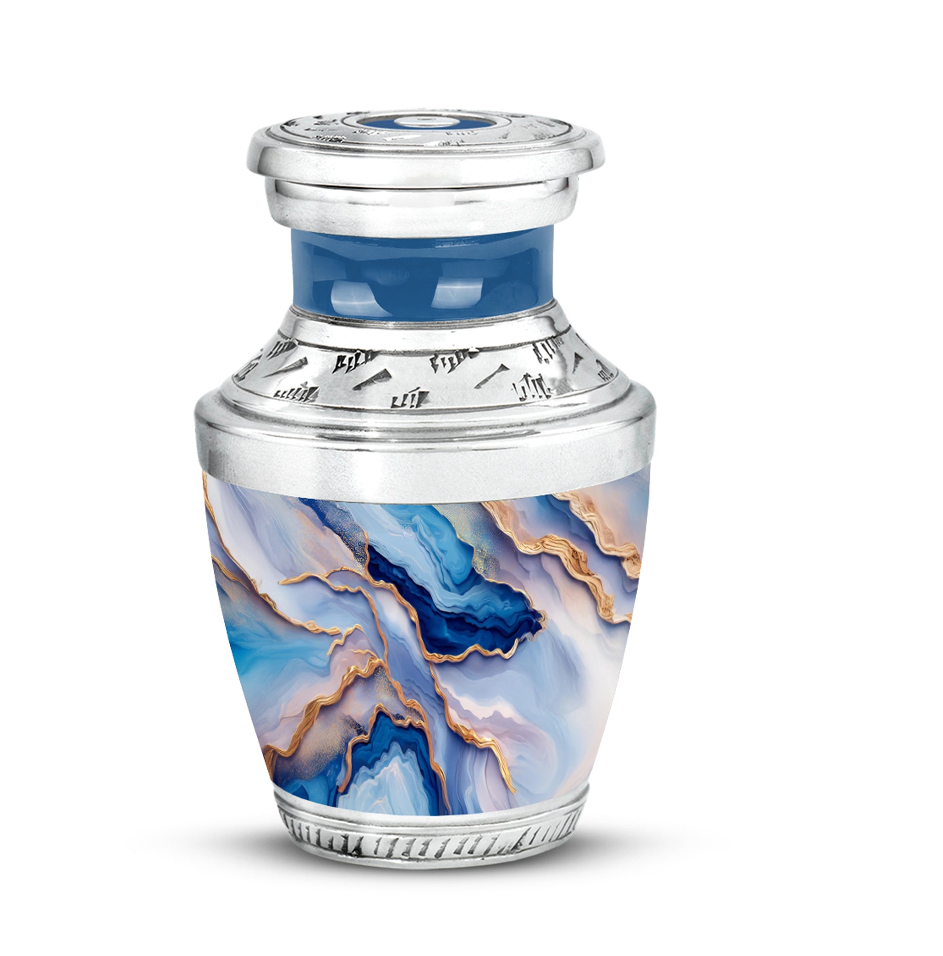 Blue Resounding Blue Memorial Urn for Ashes - 10-inch, 200 cu in - Karyliz