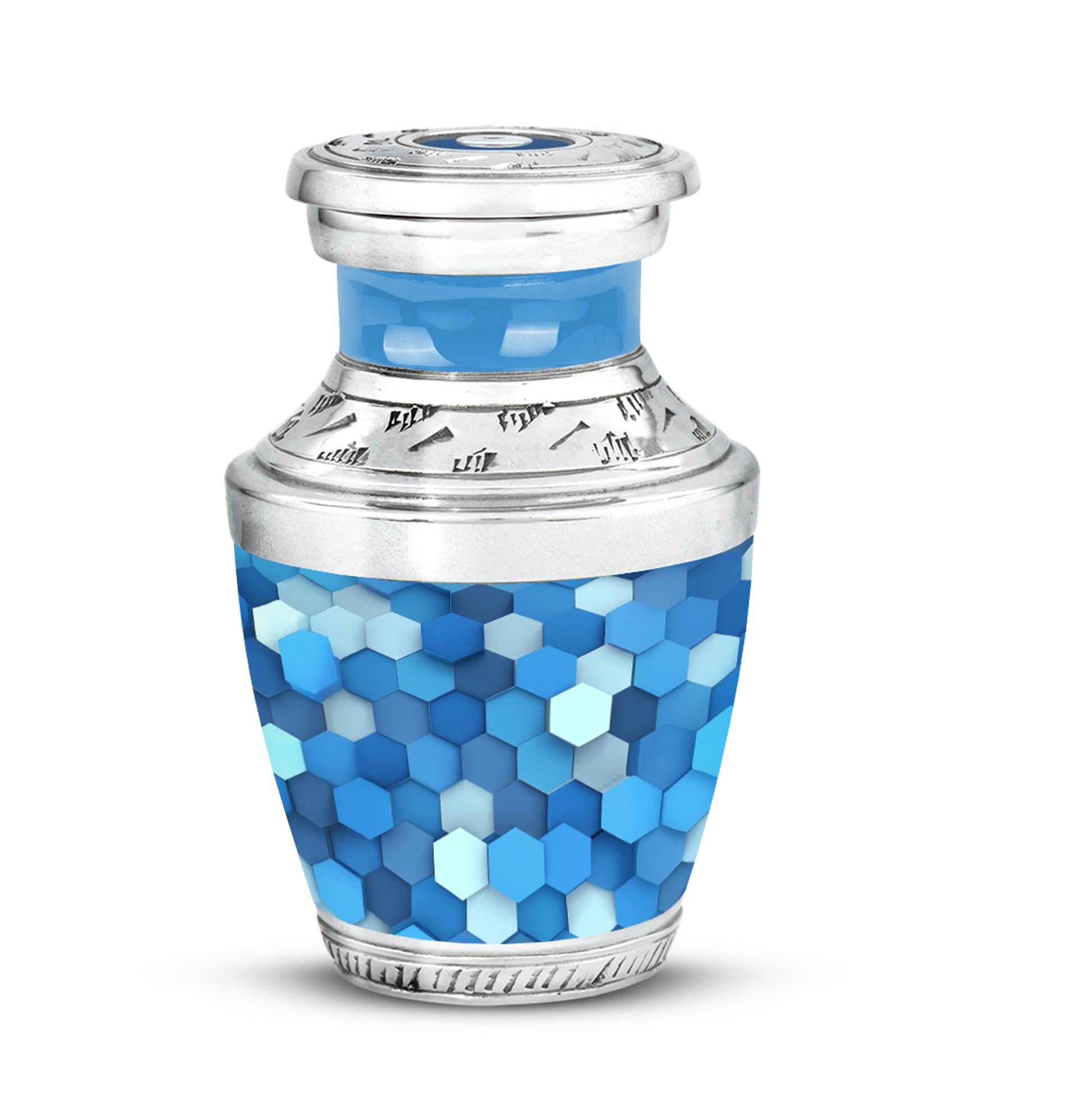 Blue Resounding Blue Memorial Urn for Ashes - 10-inch, 200 cu in - Karyliz