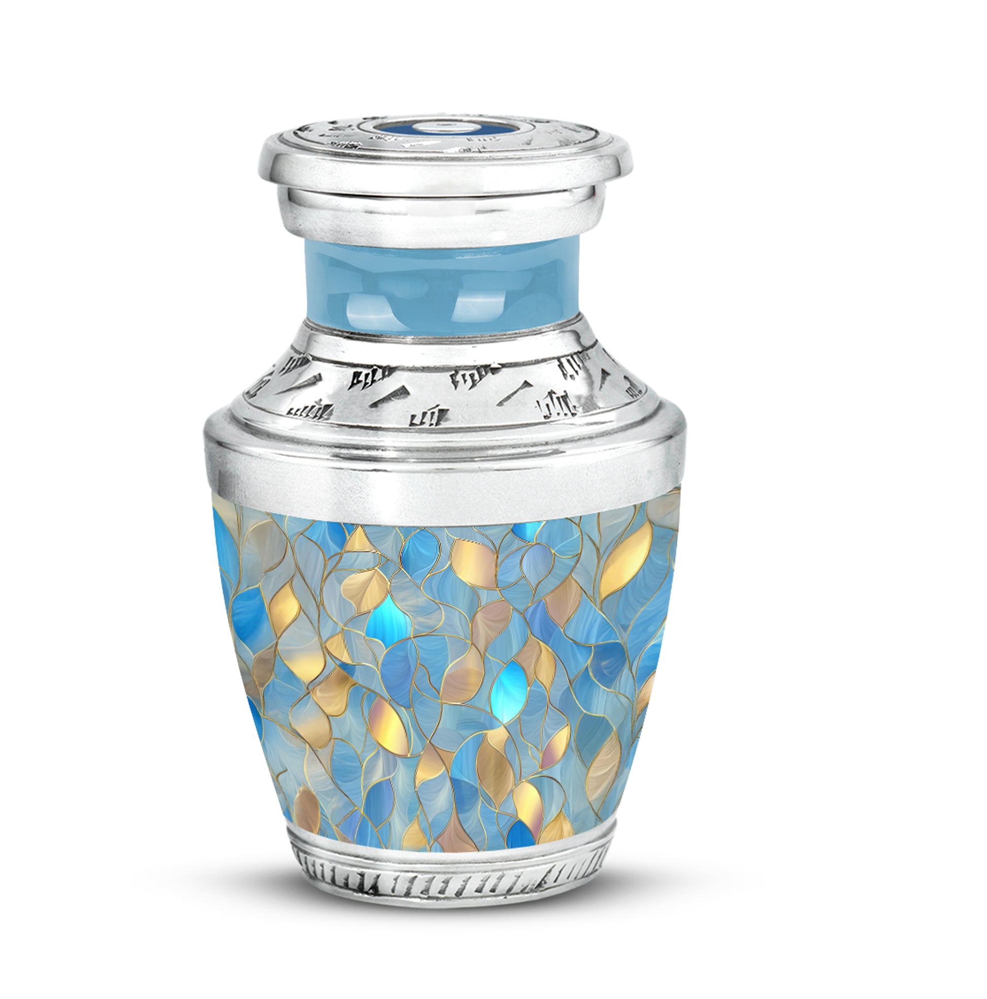 Personalized Elegant Blue Cremation Urns - Blue 10-inch, 200 cu in - Karyliz