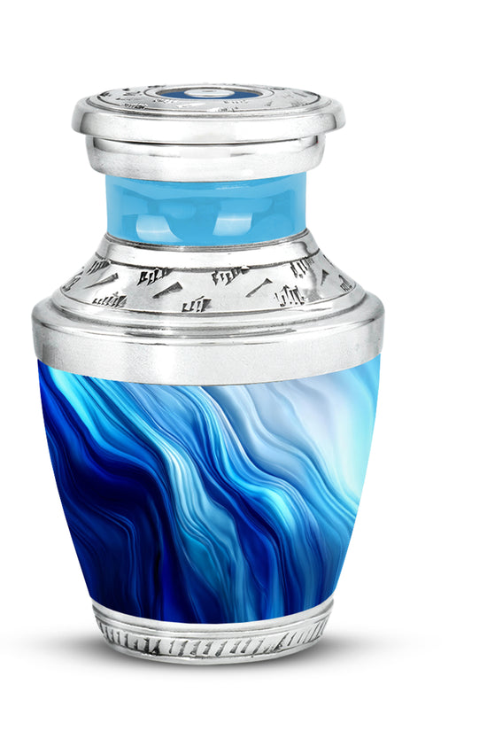 Personalized Blue Steadfast Blue Cremation Urns for Human Ashes - 10-inch, 200 cu in - Karyliz