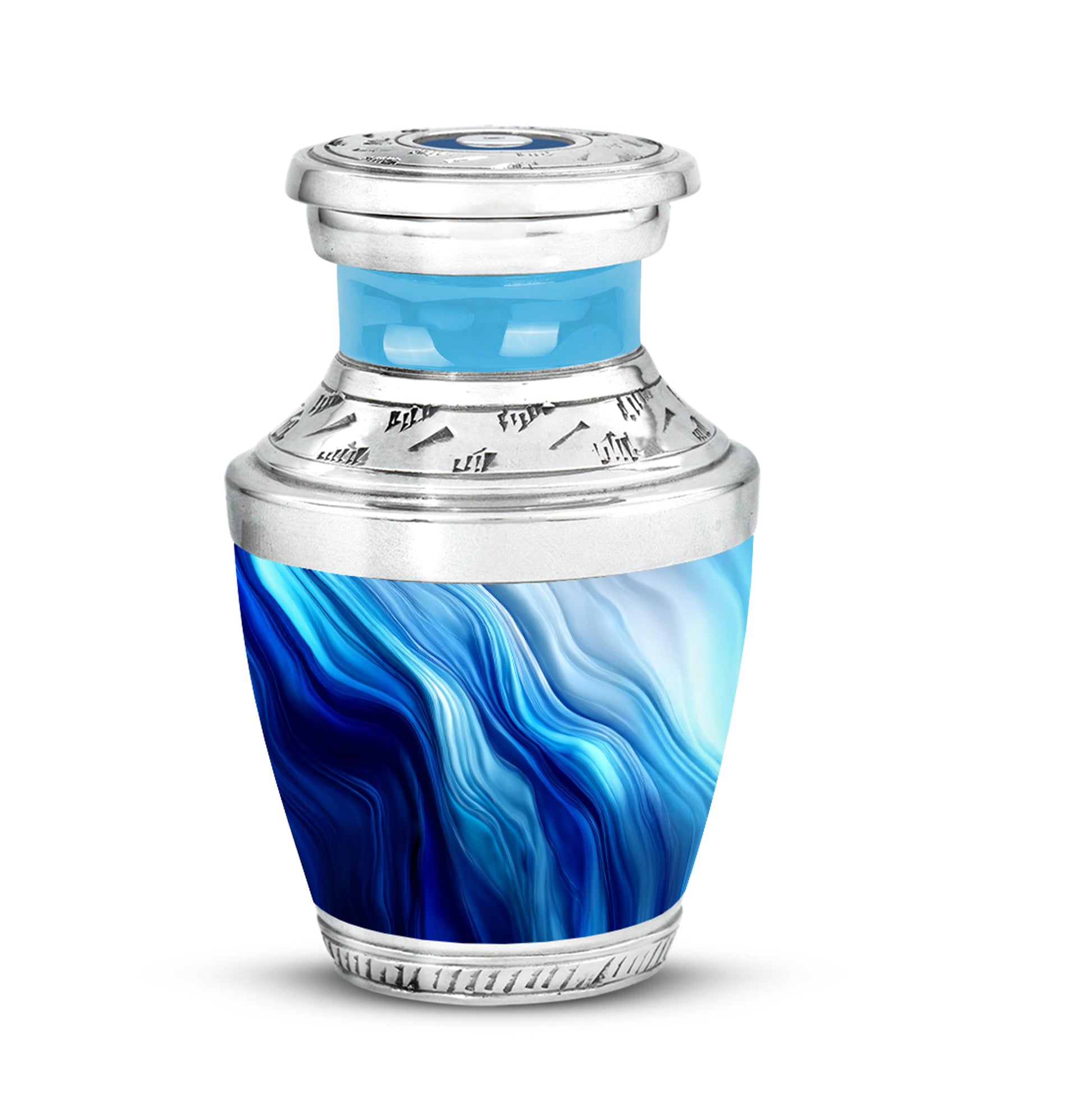 Personalized Blue Steadfast Blue Cremation Urns for Human Ashes - 10-inch, 200 cu in - Karyliz