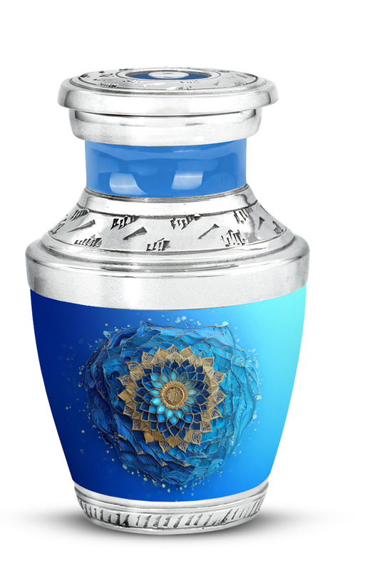 Radiant Blue Memorial Cremation Urns - Teal 10-inch, 200 cu in - Karyliz