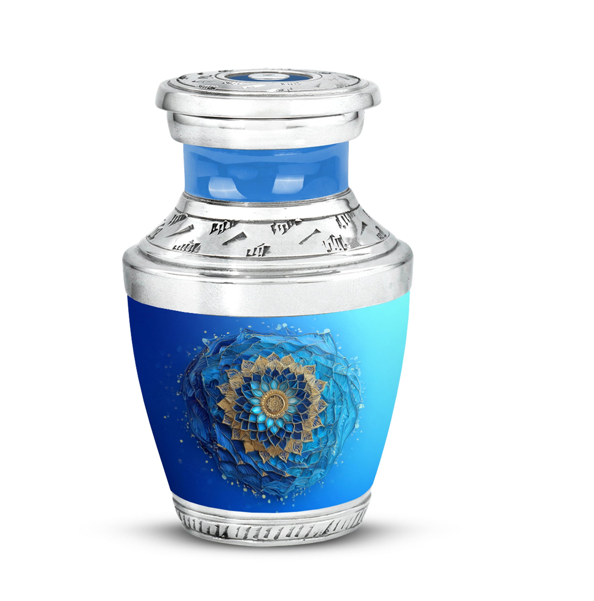 Radiant Blue Memorial Cremation Urns - Teal 10-inch, 200 cu in - Karyliz