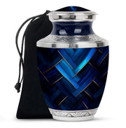 Powder Blue Blue Cremation Urn side profile showing urn shape - contemporary blue design with modern artistic flair - full-size 10 inch 200 cubic inch adult cremation urn