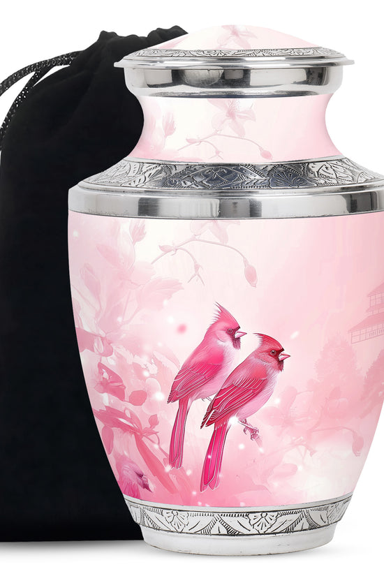 Artistic Cardinal Bird Cremation Urn For Women - Large Urn For Female