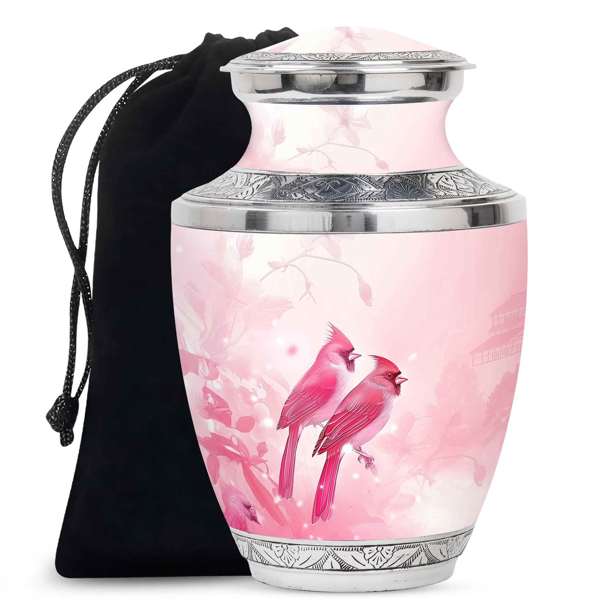 Artistic Cardinal Bird Cremation Urn For Women - Large Urn For Female