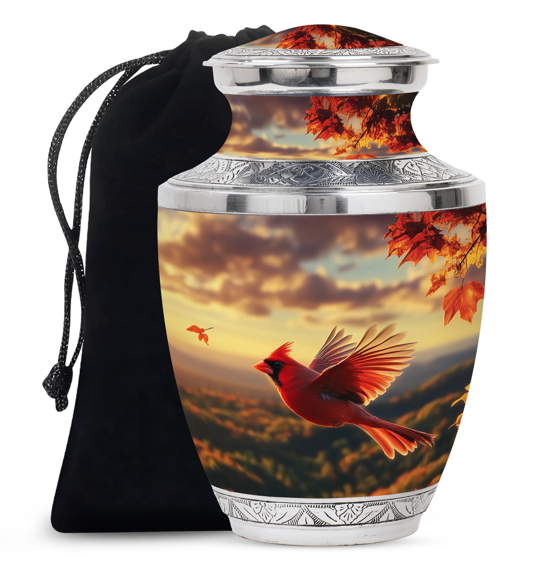 Flying Cardinal Bird Urn For Ashes - Urn For Adult Male & Female