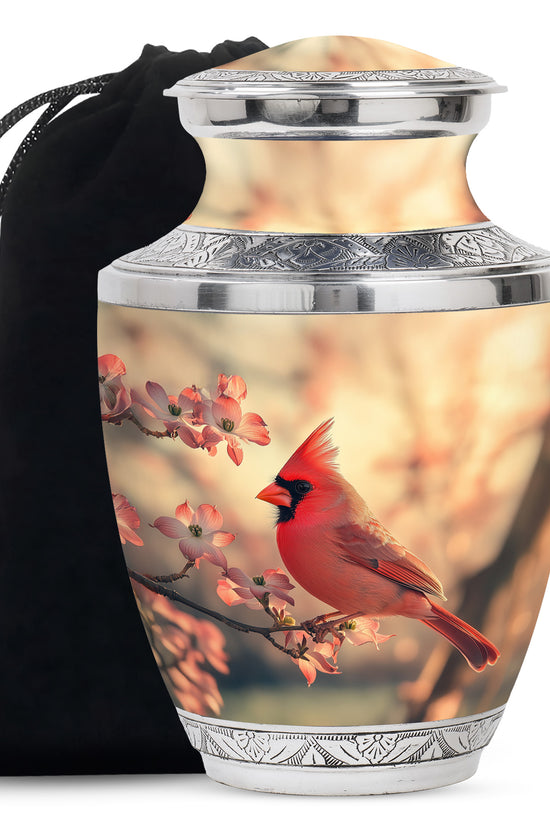 Red Cardinal Bird Urn For Adult Female & Male - Large Sized Urn