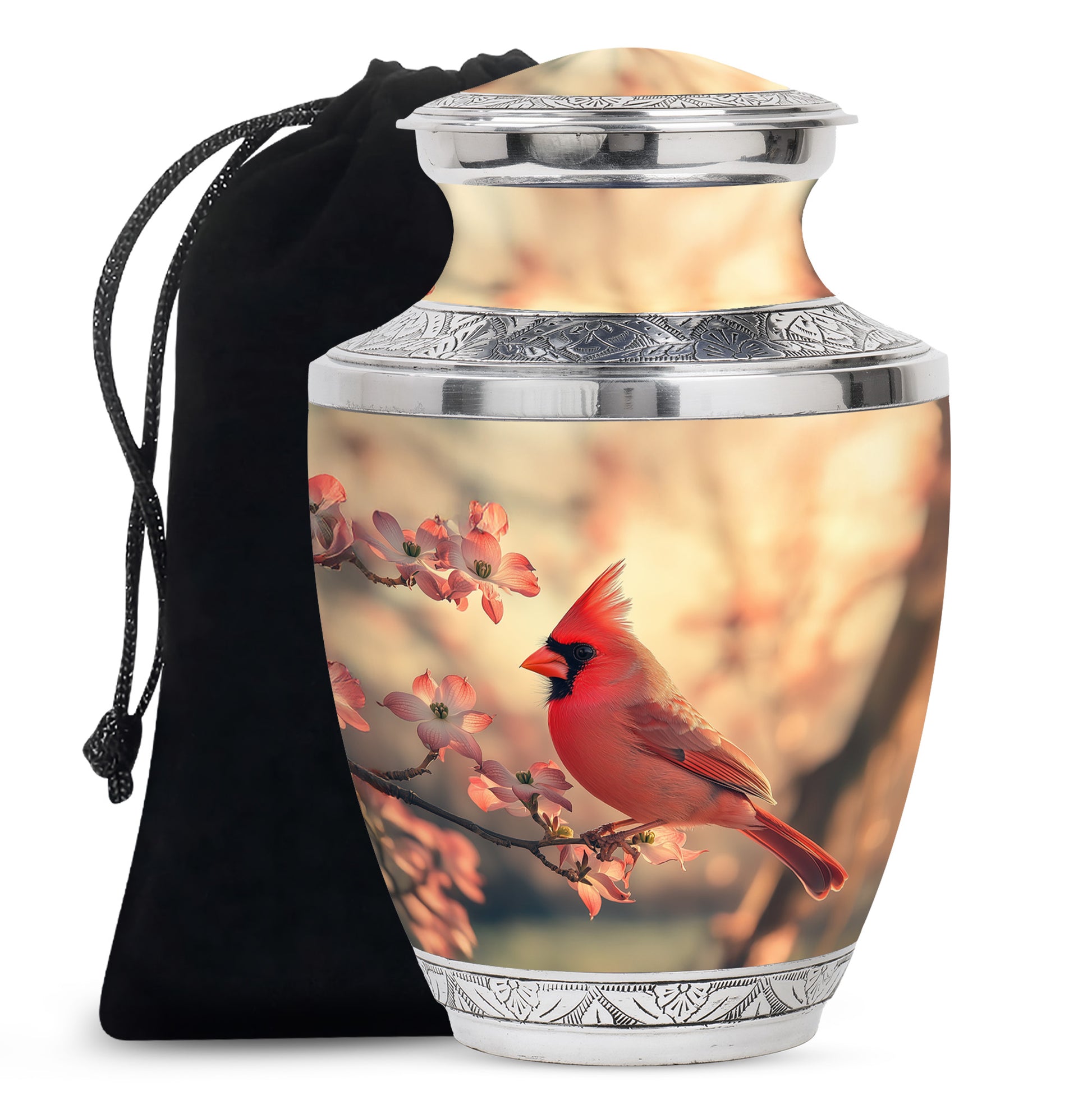 Red Cardinal Bird Urn For Adult Female & Male - Large Sized Urn