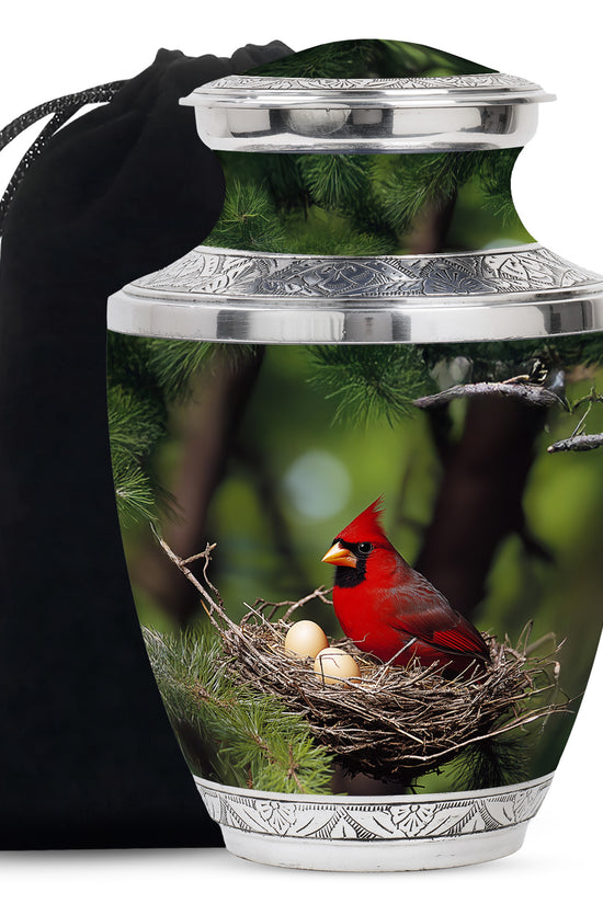 Cardinal Bird Memorial Urn For Ashes - Bird Nest Cremation Urn For Ashes