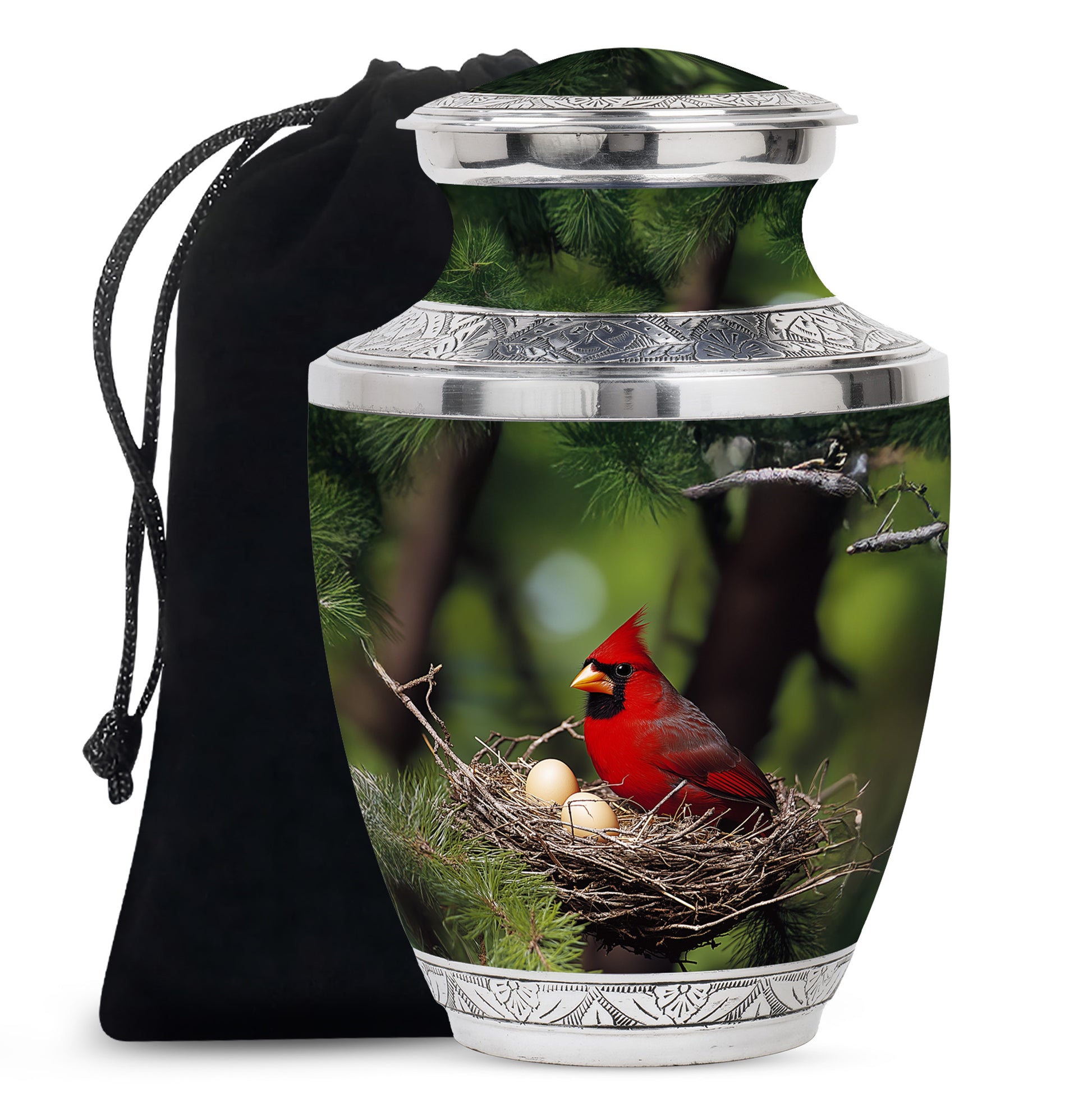 Cardinal Bird Memorial Urn For Ashes - Bird Nest Cremation Urn For Ashes