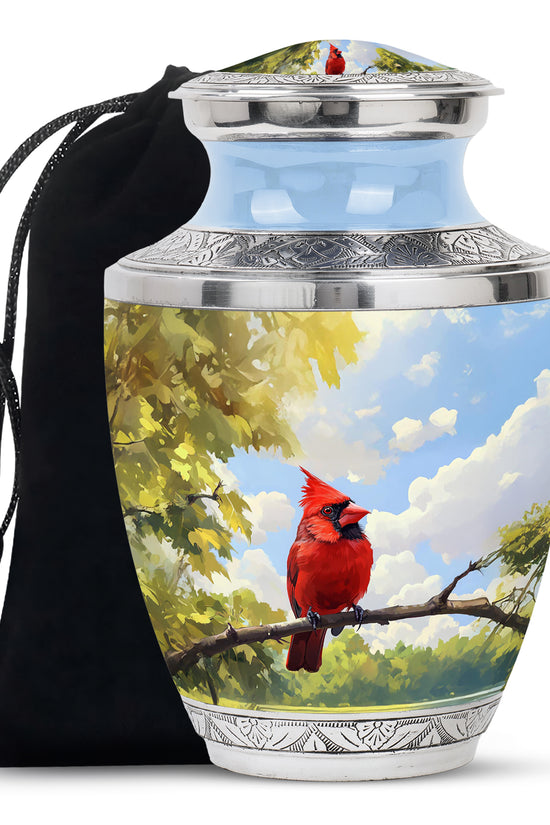 Cardinal Bird Cremation Urn - Nature Funeral Urn For Human Ashes
