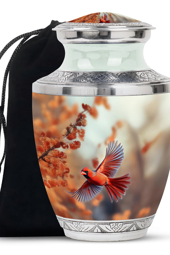 Flying Cardinal Memorial Urn - Beautiful Nature Urn For Loved Ones