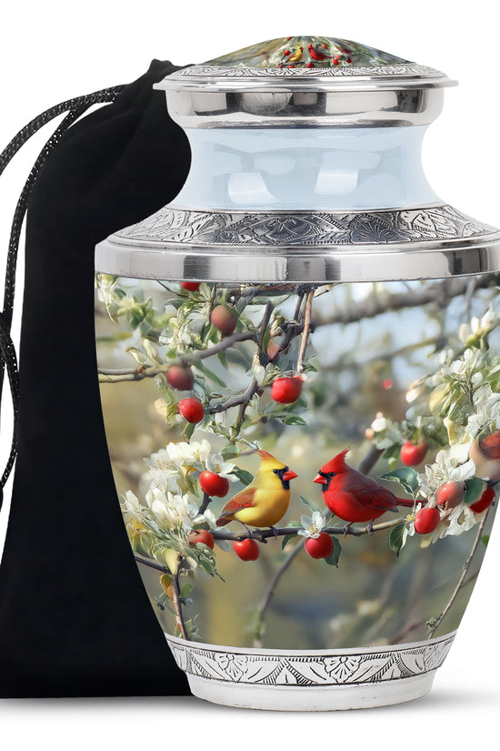 Loved Birds Memorial Urn - Cardinal Bird Cramtion Urn For Couple
