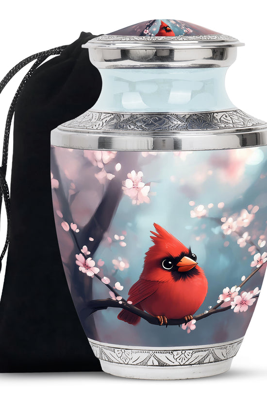 Cartoon Cardinal Bird Urn - Blossom Cremation Urn For Adult Ashes