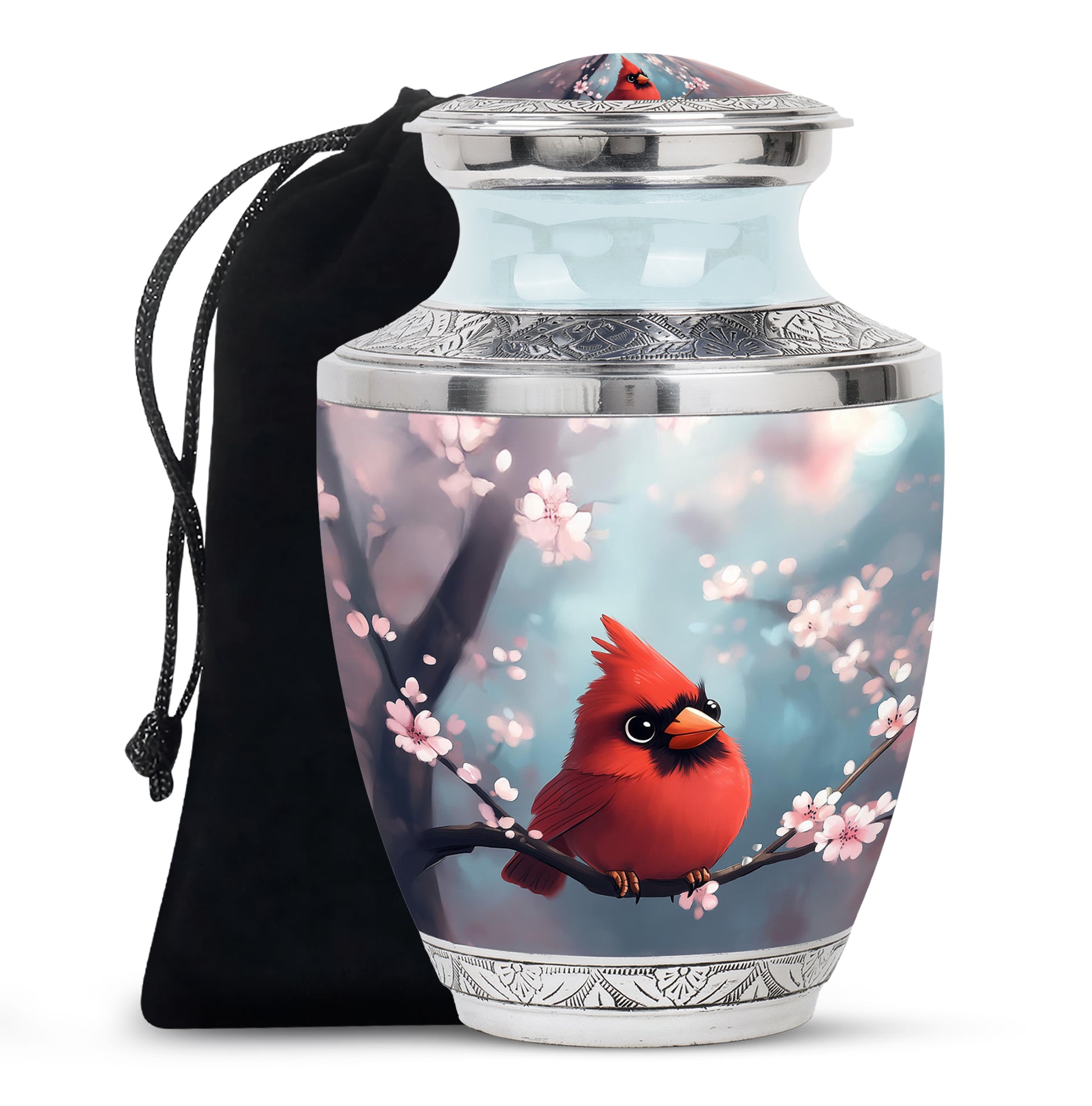 Cartoon Cardinal Bird Urn - Blossom Cremation Urn For Adult Ashes