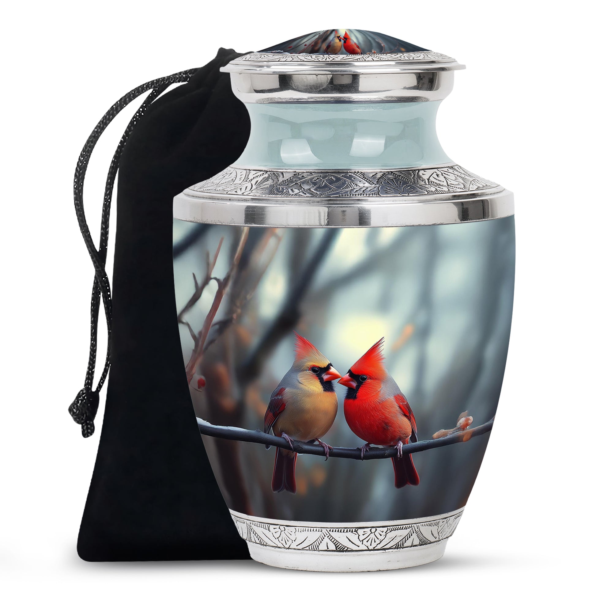 Cardinal Bird Couple Urn - Beautiful Memorial Urn For Loved Ones