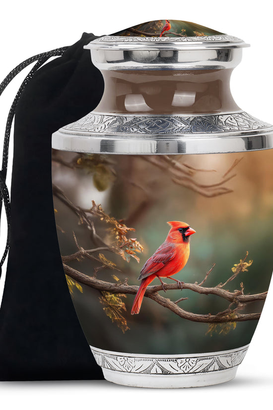 Red Bird Cardinal Funeral Urn - Peaceful Nature Cremation Urn For Ashes
