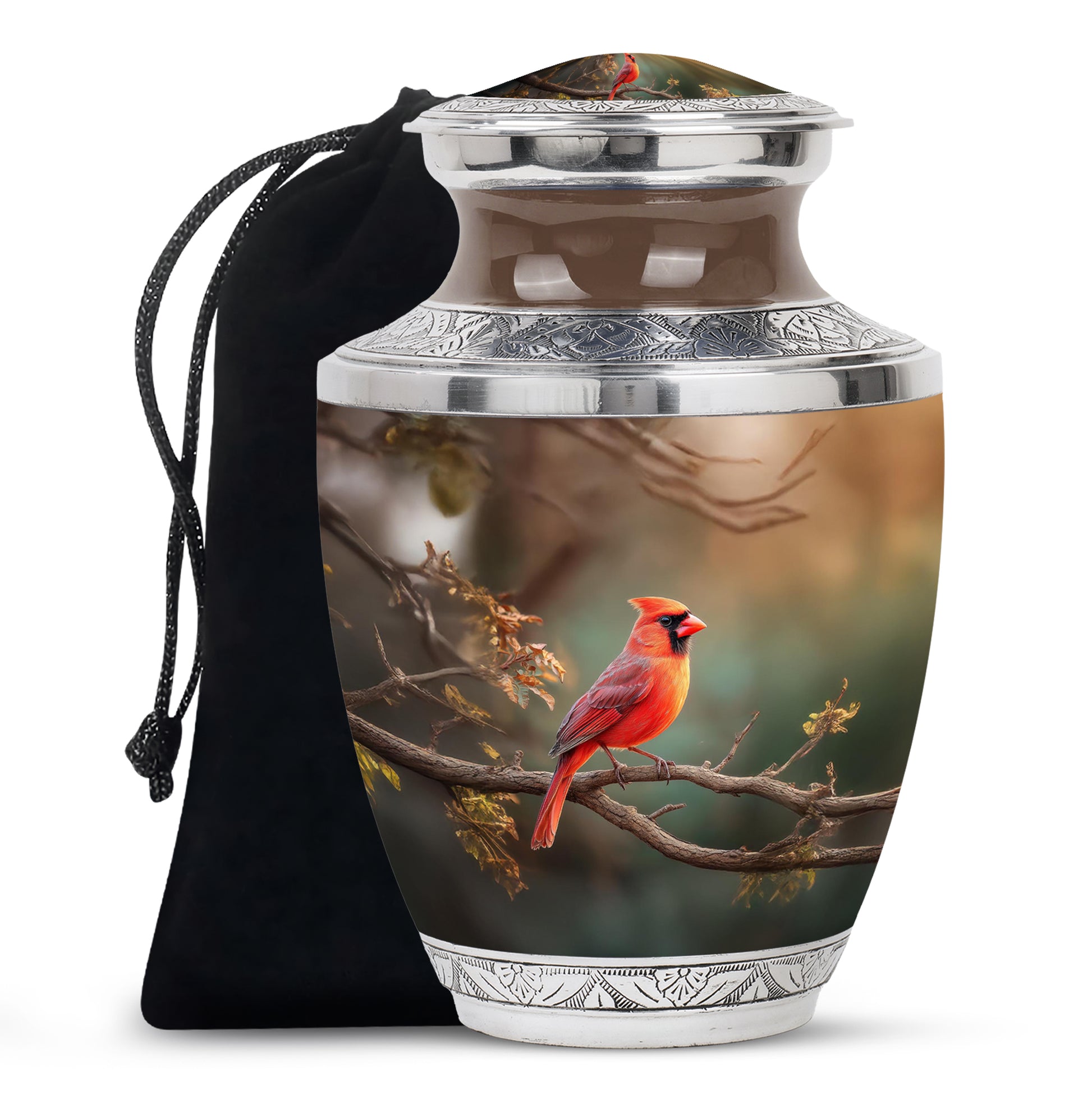 Red Bird Cardinal Funeral Urn - Peaceful Nature Cremation Urn For Ashes
