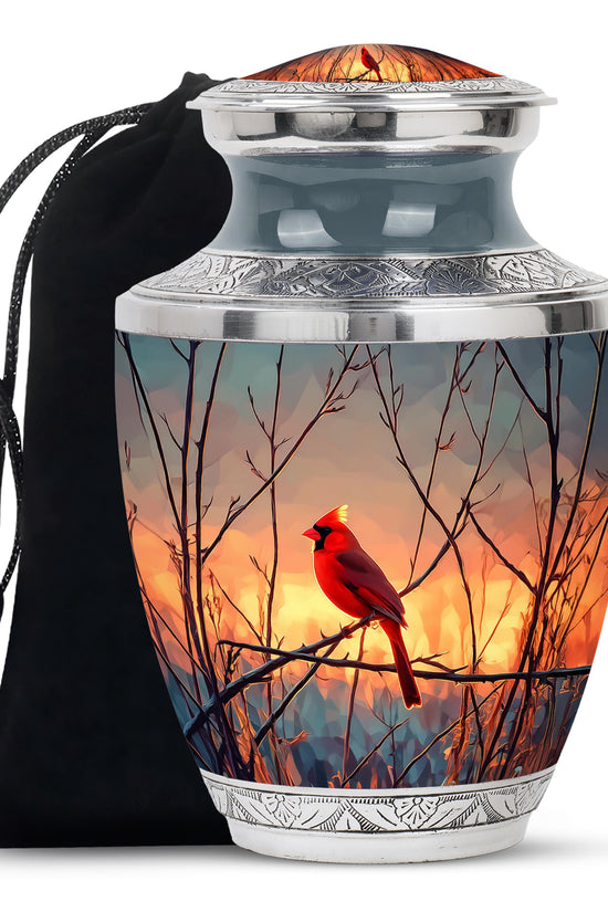Cardinal Sunset Cremation Urn - Nature Memorial Urn For Human Ashes