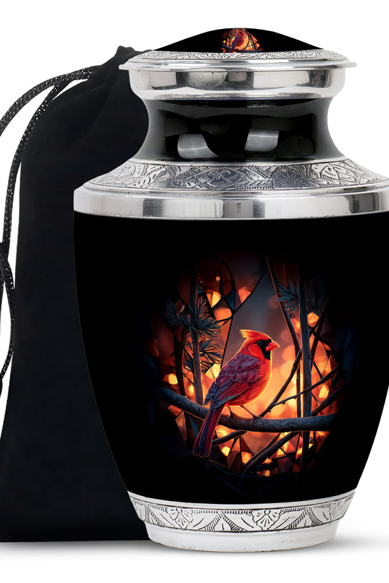 Cardinal Tribute Memorial Urn - Forest Theme Cremation Urn For Loved ones