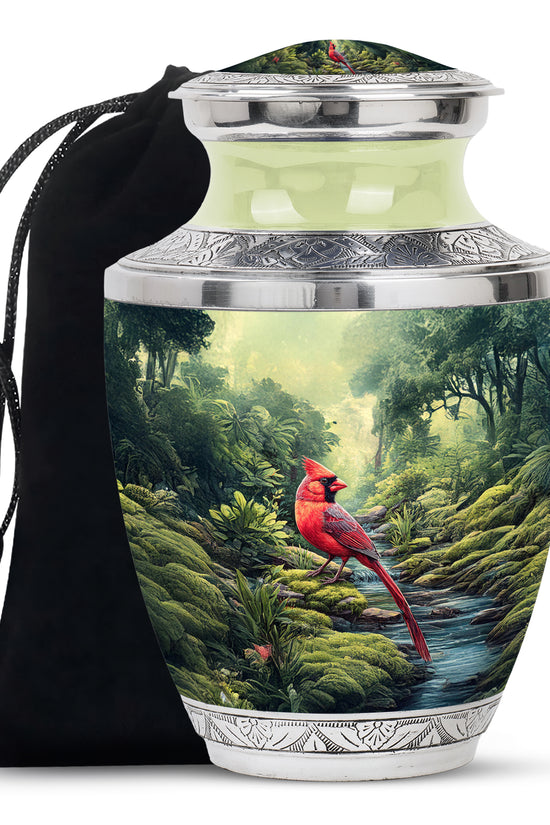 Red Cardinal Cremation Urn - Forest Memorial Urn For Loved Ones