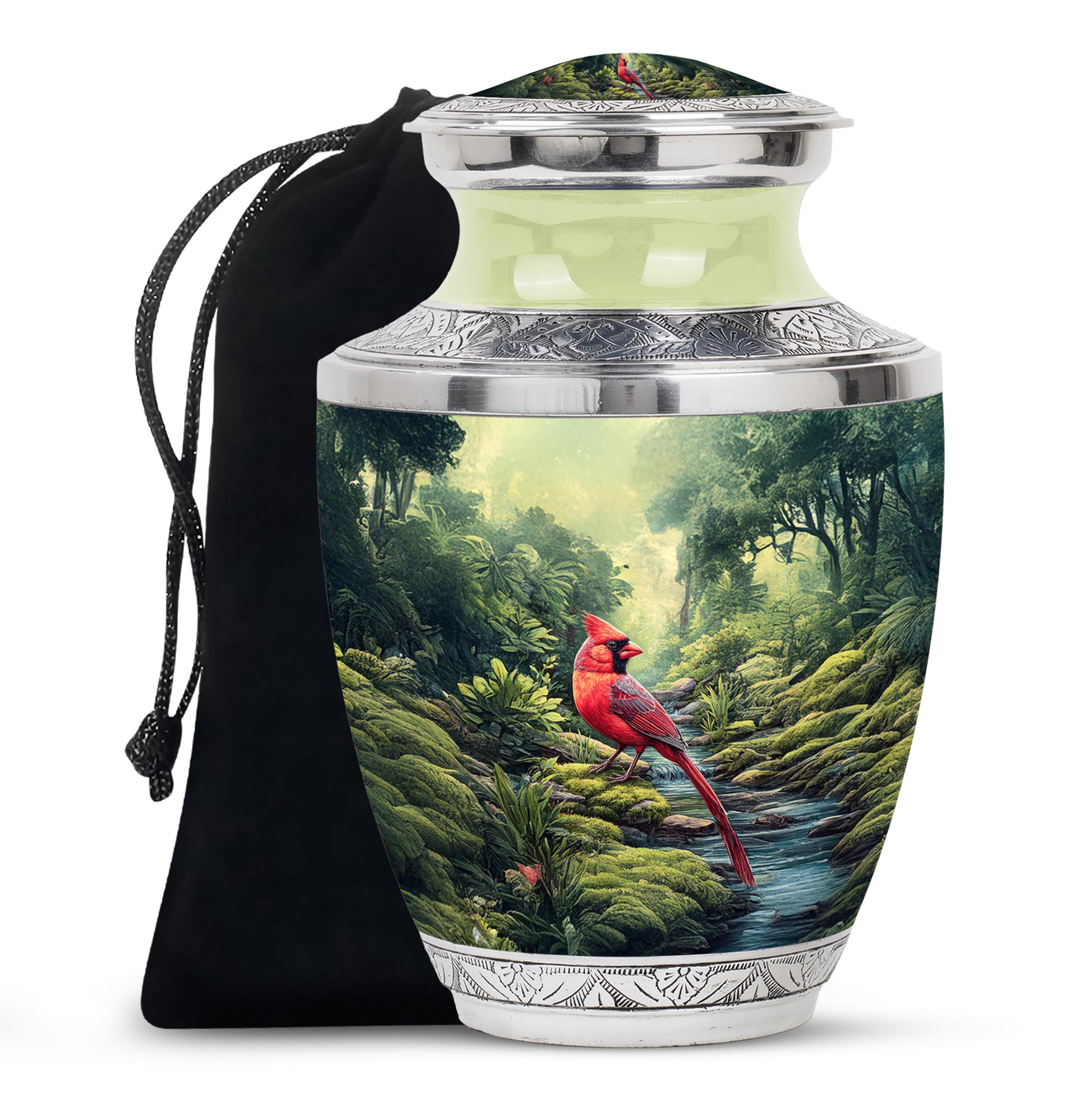 Red Cardinal Cremation Urn - Forest Memorial Urn For Loved Ones