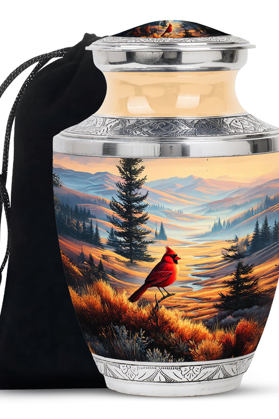 Cardinal Bird Funeral Urn - Peaceful Valley Memorial Urn For Adult Ashes