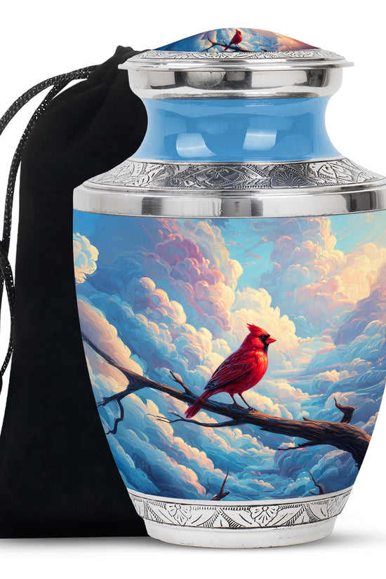 Cardinal Bird Funeral Urn - Peaceful Sky Cremation Urn For Loved Ones