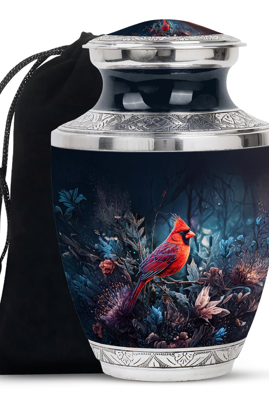 Peaceful Cardinal Funeral Urn - Nature theme Aluminum Cremation Urn For Ashes