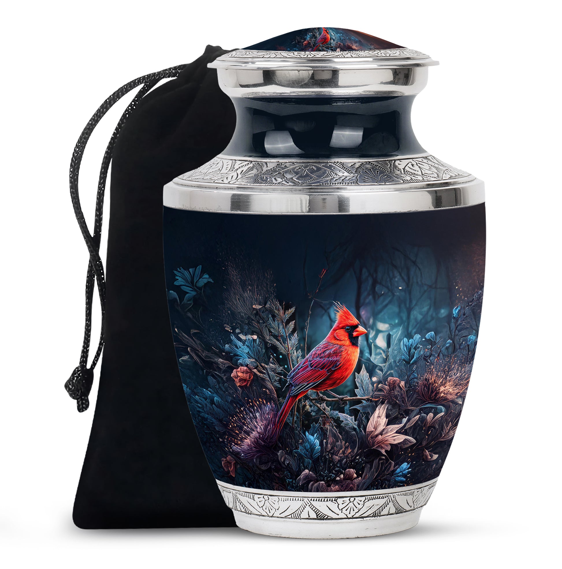 Peaceful Cardinal Funeral Urn - Nature theme Aluminum Cremation Urn For Ashes