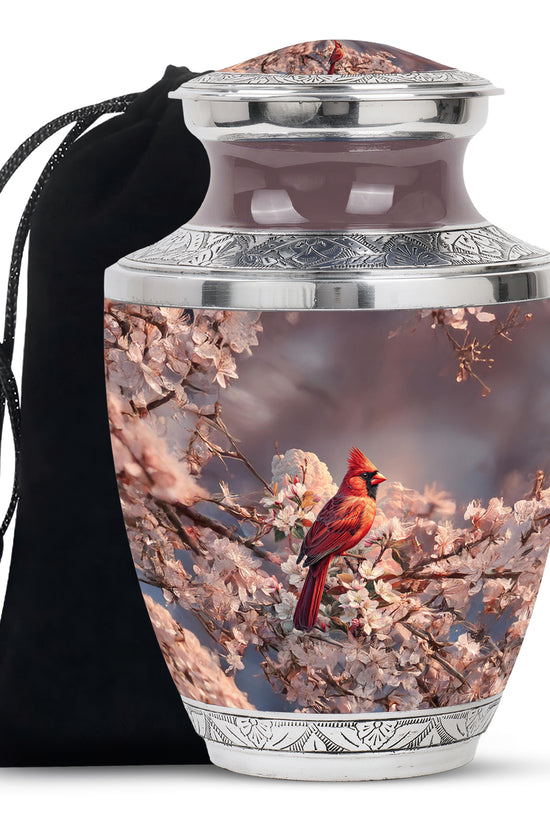 Red Cardinal Bird Memorial Urn - Artistic Memorial Urn For Loved Ashes