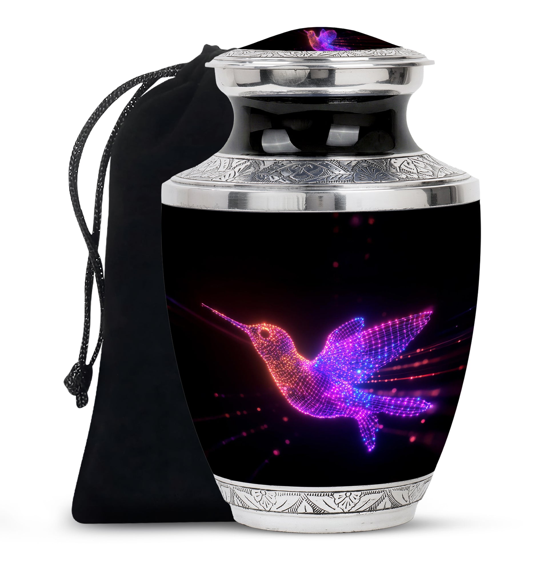 Neon Hummingbird Cremation Urn - Artistic Memorial Urn For Male & Female