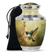 Beautiful Flowers Funeral Urn - Green Hummingbird Urn For Father & Mother