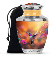 Elegent Hummingbird Funeral Urn - Orange Decorative Urn For Loved Ones