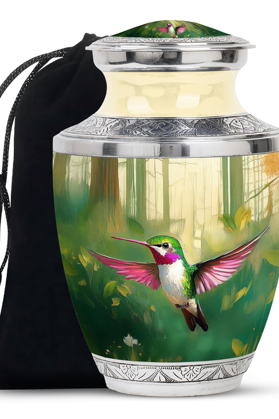 Forest Hummingbird Cremation Urn - Beautiful Natural Memorial Urn For Human Ashes