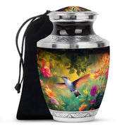 Elegant Hummingbird Tribute Urn - Nature Floral Memorial Urn For Adult Ashes