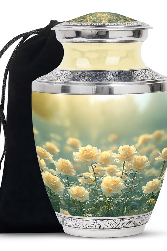 Golden Yellow Rose Memorial Urn – Cremation Urn For Mom & Dad