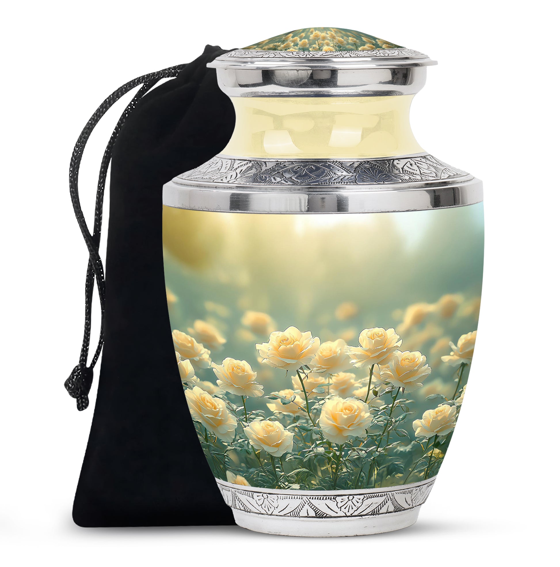 Golden Yellow Rose Memorial Urn – Cremation Urn For Mom & Dad