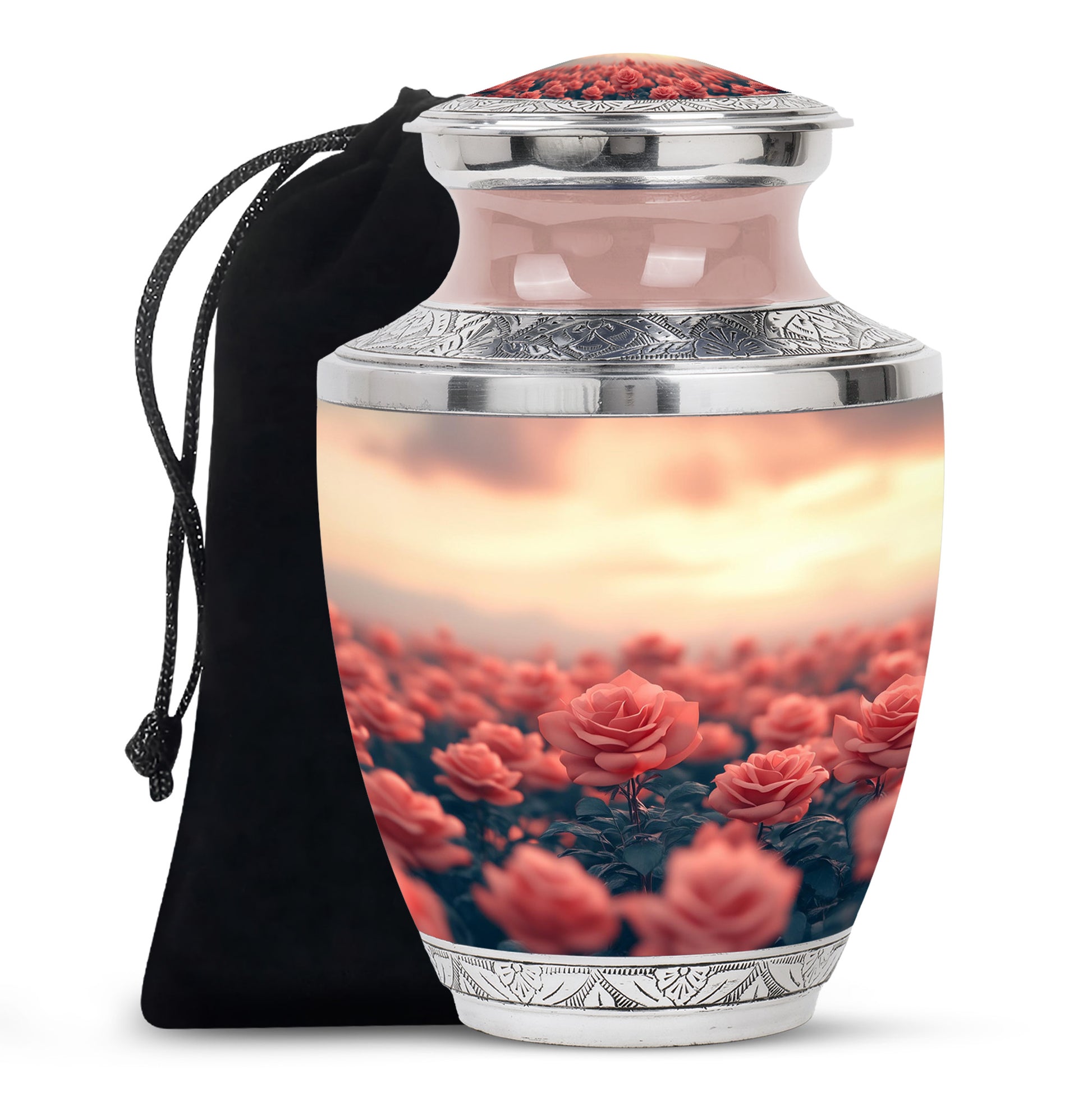 Rose Garden Funeral Urn - Beautiful Sunset Memorial Urn Adult Ashes
