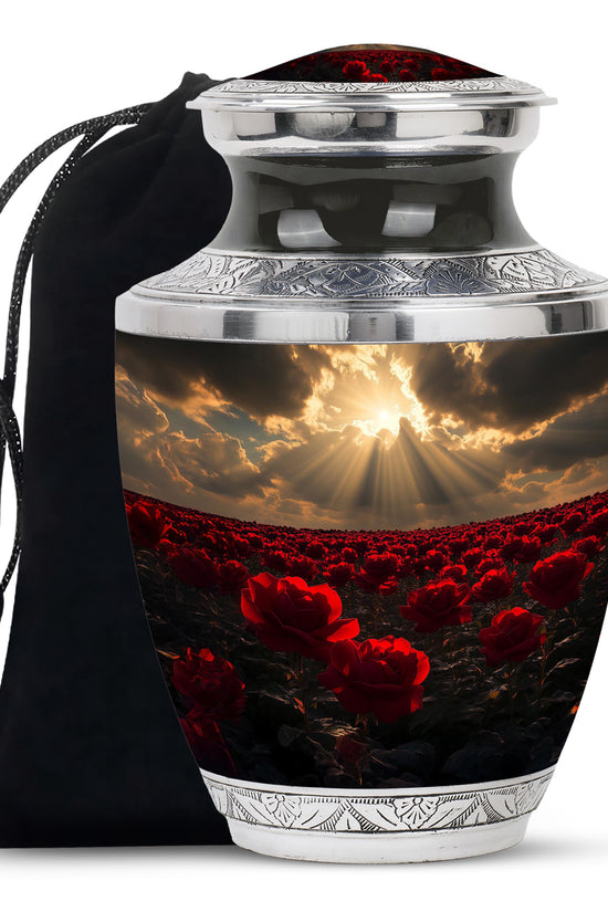 Beautiful Sunlight Memorial Urn - Rose Field Funeral Urn For Women